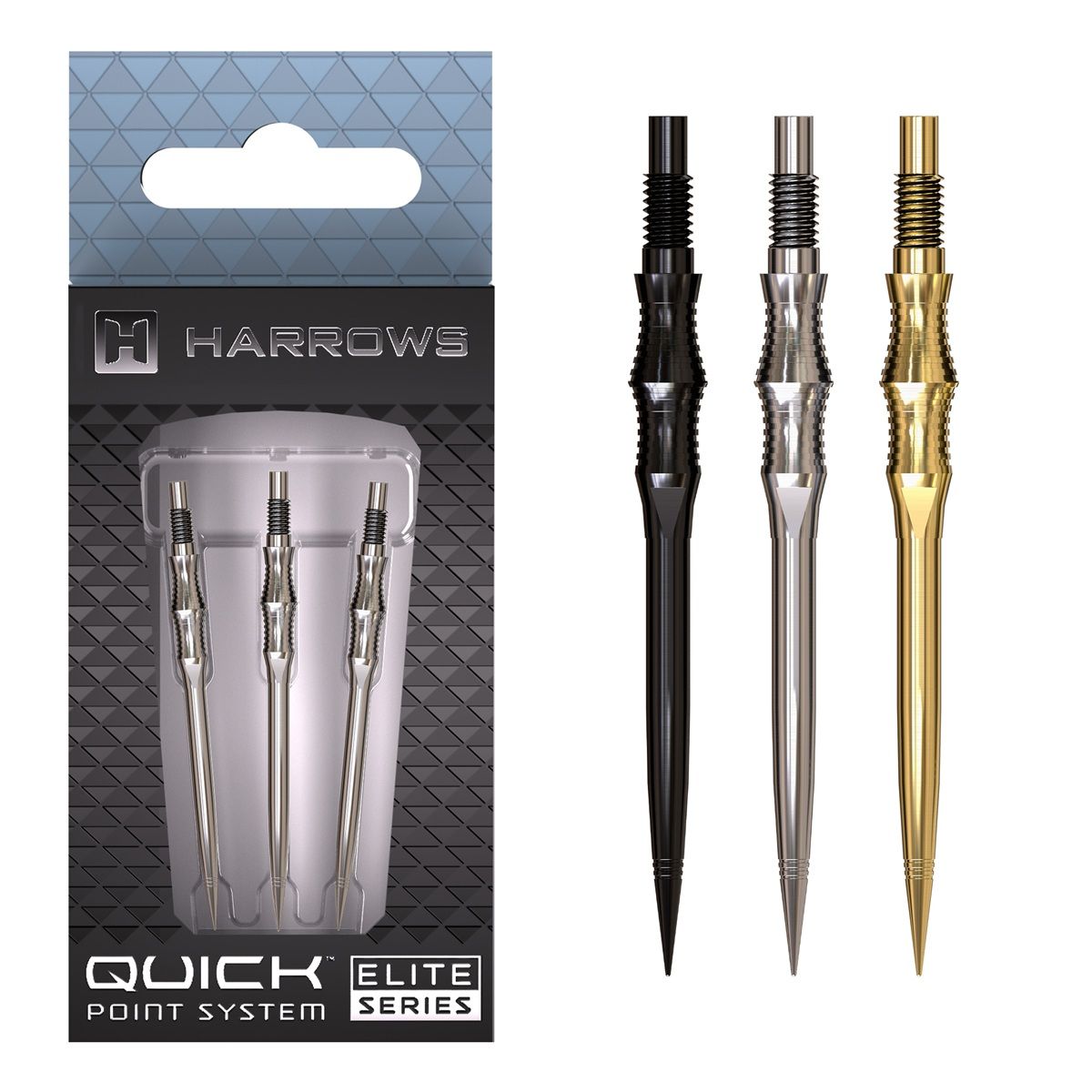 Harrows Quick Points Apex Spire 30/35/40 mm Silber/Schwarz/Gold Wechselspitzen