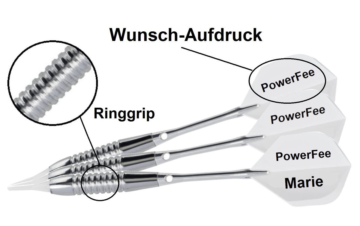 3 x Dartpfeile Chrom + 10 Satz Flights mit eigenem Aufdruck Geschenkidee Softdarts