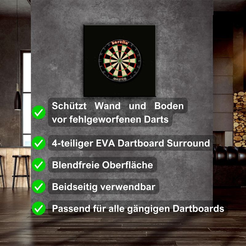 4 tlg. Karella Wandschutz Catchring Quadro Quadratisch Steel Dartscheibe Auffangring
