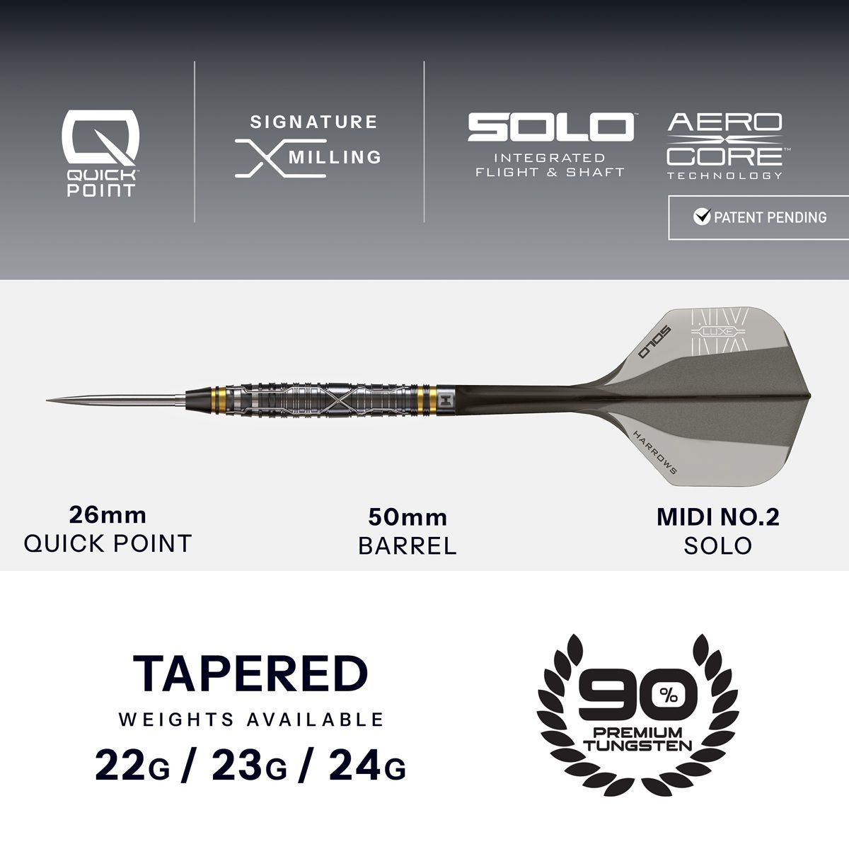 Harrows NX Luxe Quick Point 90% Steeldarts 22/23/24 Gramm Steeldarts