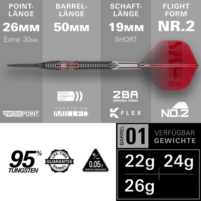 Target Nathan Aspinall 95K Swiss Point 95% Steeldarts 22/24/26 Gramm Steeldarts