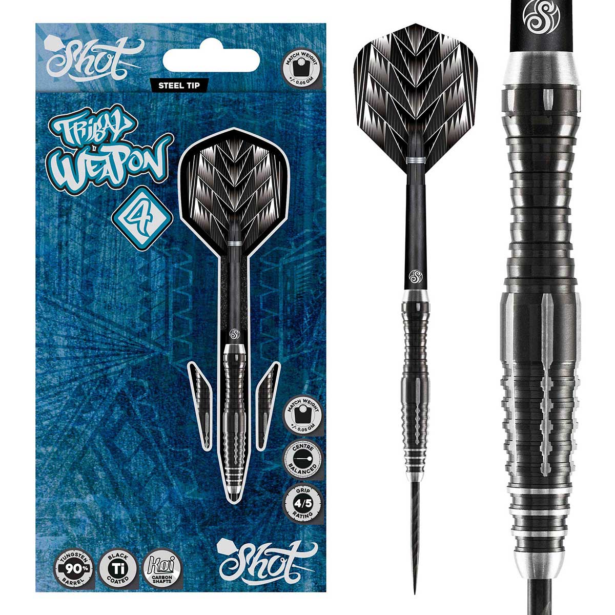Shot! Tribal Weapon 4 90% Tungsten Steeldarts 22/24/26 Gramm Steeldarts