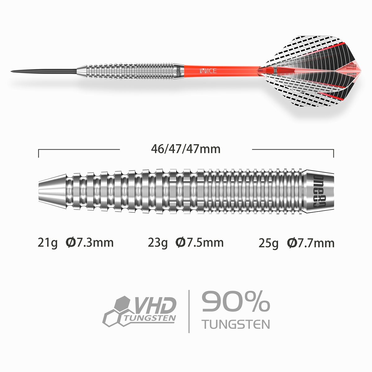 ONE80 Strike X SX04 90% Steeldarts 21/23/25 Gramm Steeldarts