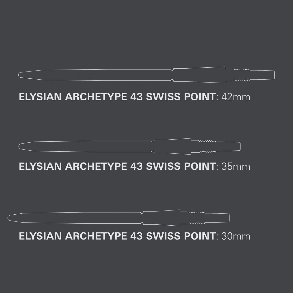 Target Swiss Point Elysian Archetype 43 30/35/42 mm Gold/Schwarz/Silber Wechselspitzen