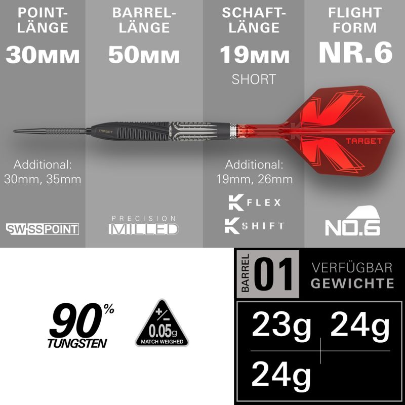 Target Shift SP 90% Steeldarts 23/24/25 Gramm Steeldarts
