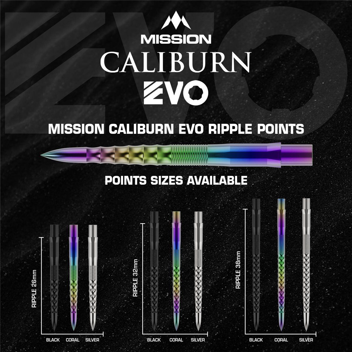 Caliburn EVO Points Ripple Silber 26/32/38 mm Wechselspitzen