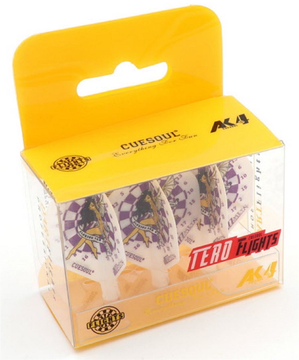 Cuesoul TERO AK4 Dart Flight Fairy on Dartboard White Standard Flights