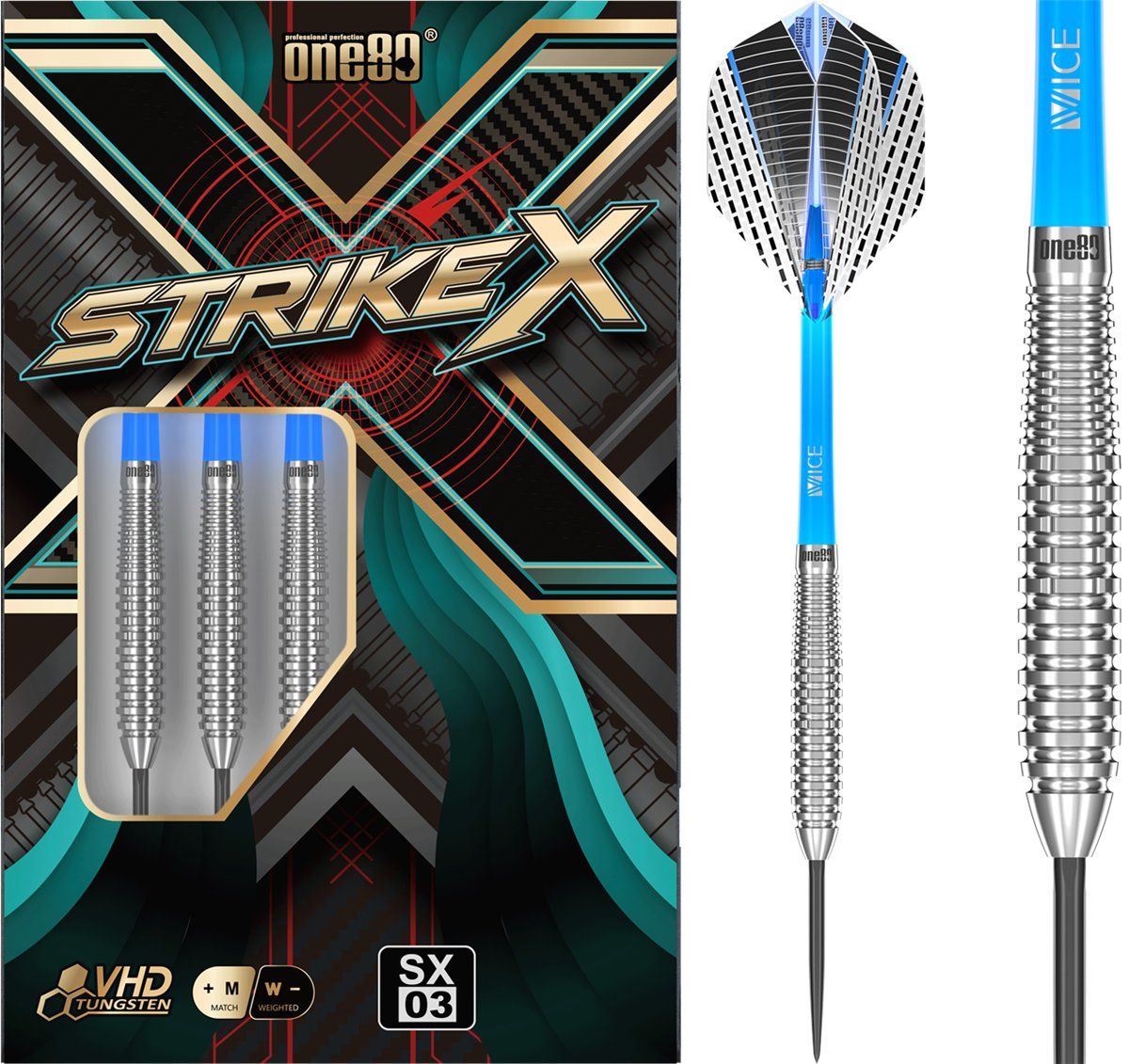 ONE80 Strike X SX03 90% Steeldarts 21/23/25 Gramm Steeldarts