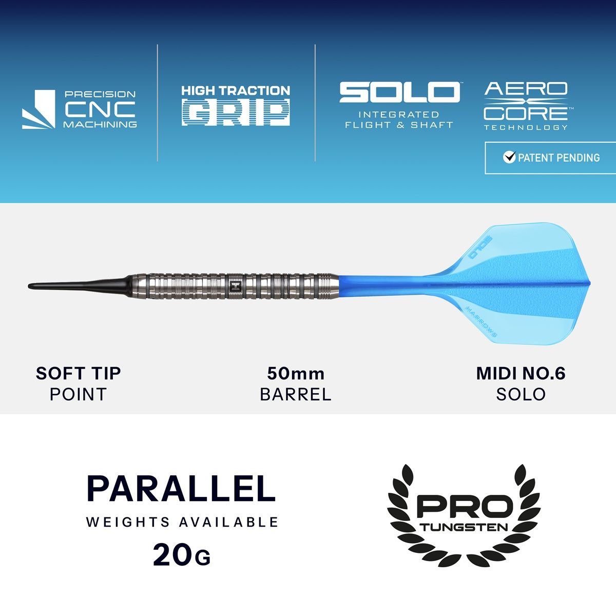 Harrows Flux Tungsten Pro Softdarts 20 Gramm Softdarts