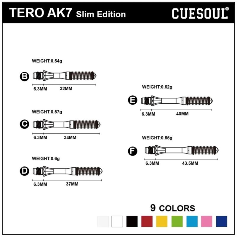 Cuesoul AK7 Tero Slim Dart Shaft Weiss Shafts