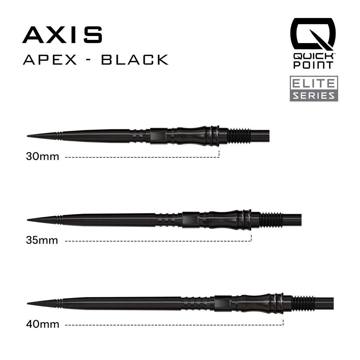 Harrows Quick Points Apex Axis 30/35/40 mm Silber/Schwarz/Gold Wechselspitzen