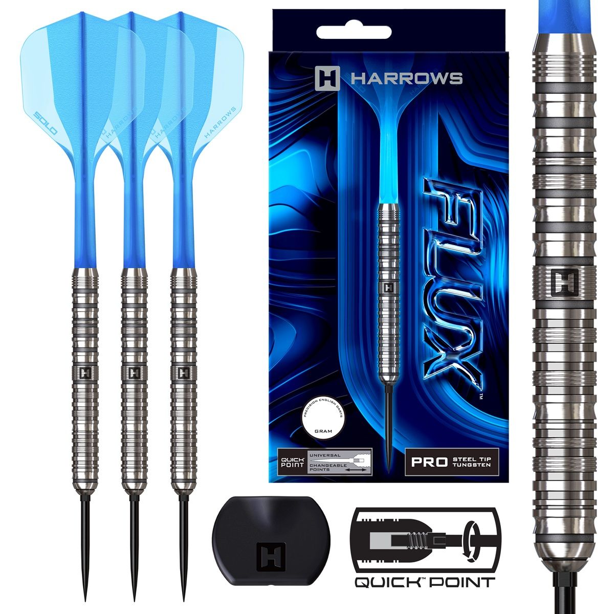 Harrows Flux Tungsten Pro Steeldarts 22/23/24 Gramm Steeldarts