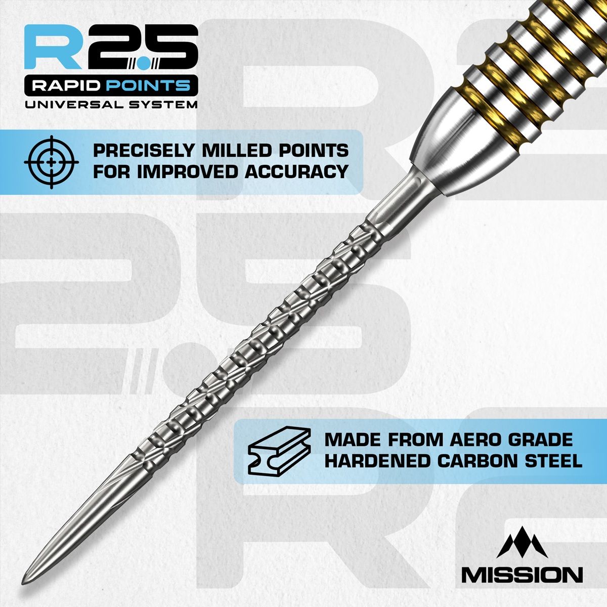 Mission R2.5 Rapid Point RP SG2 Silber/Schwarz 30/35/40 mm Wechselspitzen