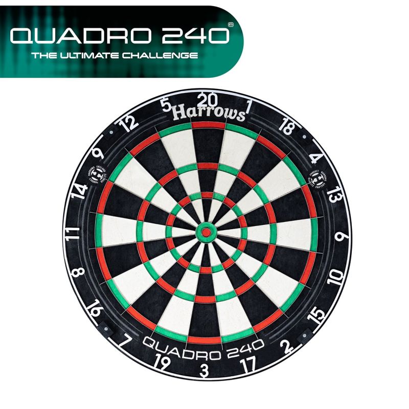 HARROWS Quadro 240 Dartboard Bristle Dart Board Steel Bristle Boards