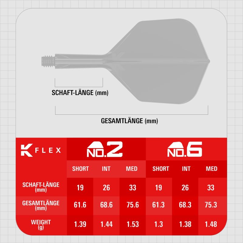 Target K-Flex Bolide Shaft/Flight System Shape No6 Shafts