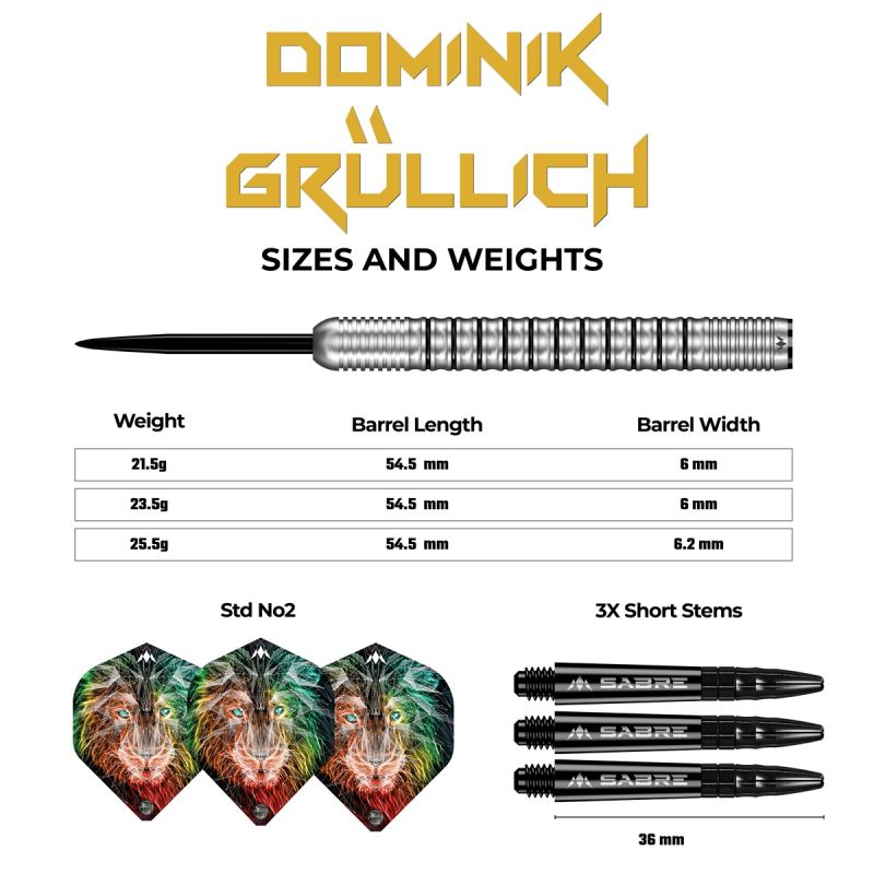 Mission Dominik Grüllich 95% Silver-Black Rings 21,5/23,5/25,5 Gramm Steeldarts