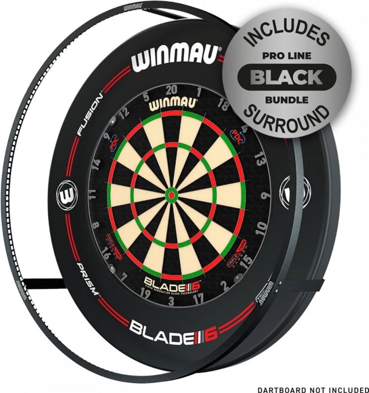 Winmau Plasma Schwarz Dartboart Licht + Surround Boardzubehör
