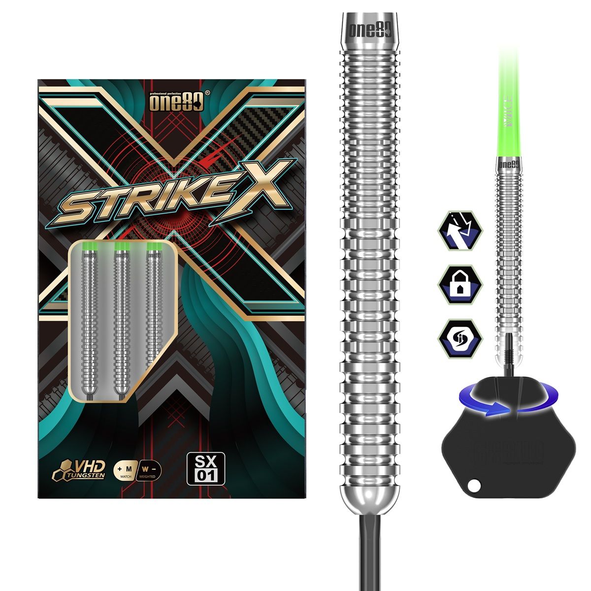 ONE80 Strike X SX01 90% Steeldarts 21/23/25 Gramm Steeldarts