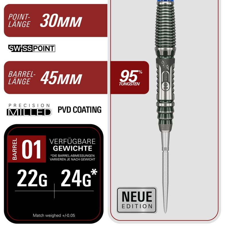 Target Rising Sun Haruki Muramatsu Gen 10.5 Swiss Point 95% Steeldarts 22/24 Gramm Steeldarts