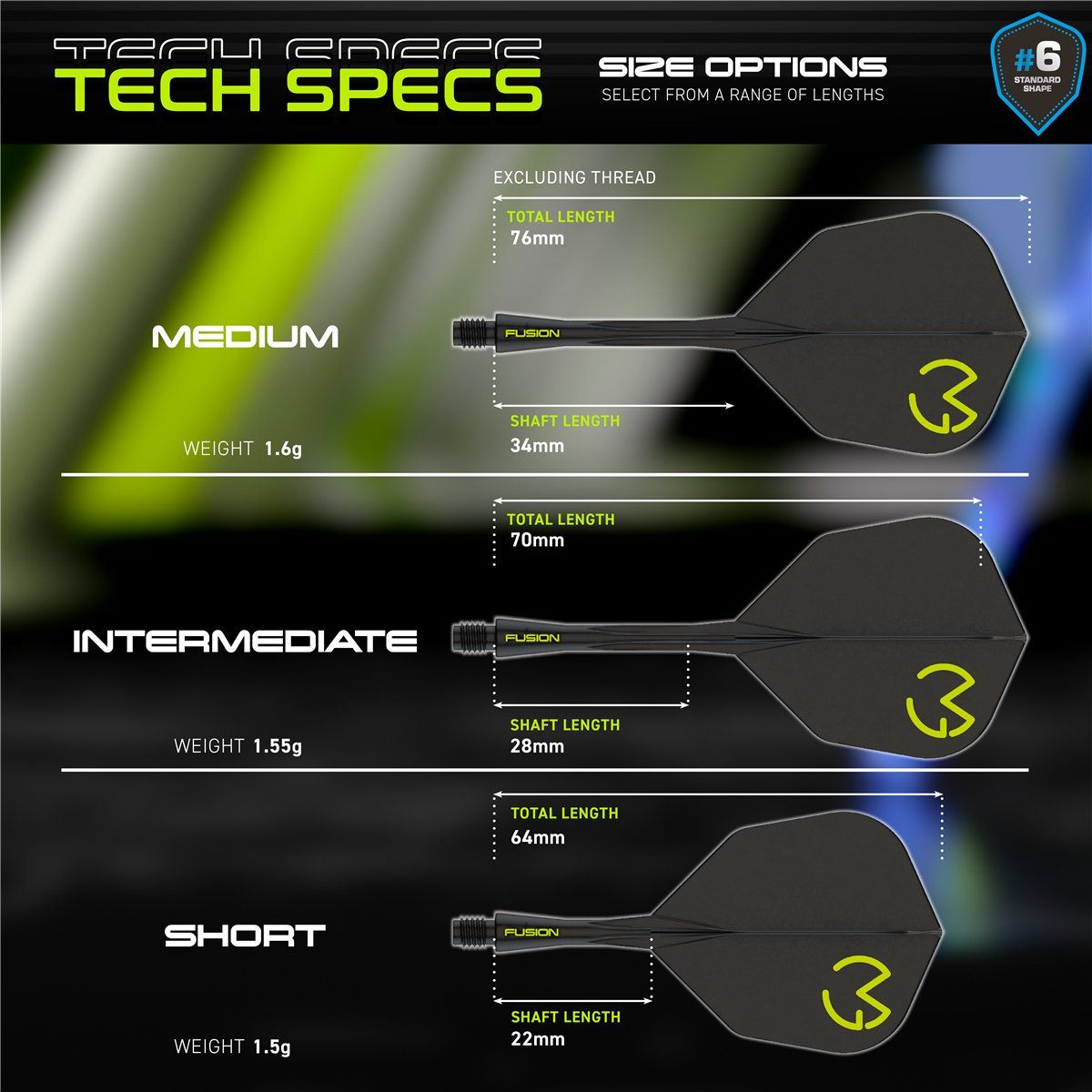 Winmau Fusion Integrated Flight & Shaft System MvG Pac Man Shape Shafts