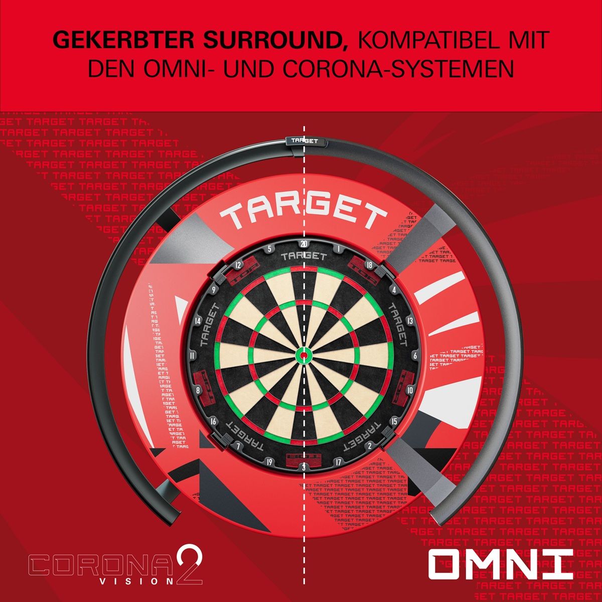 Target Patterned Notched Surround Catchring Schwarz/Rot/Grau Auffangring