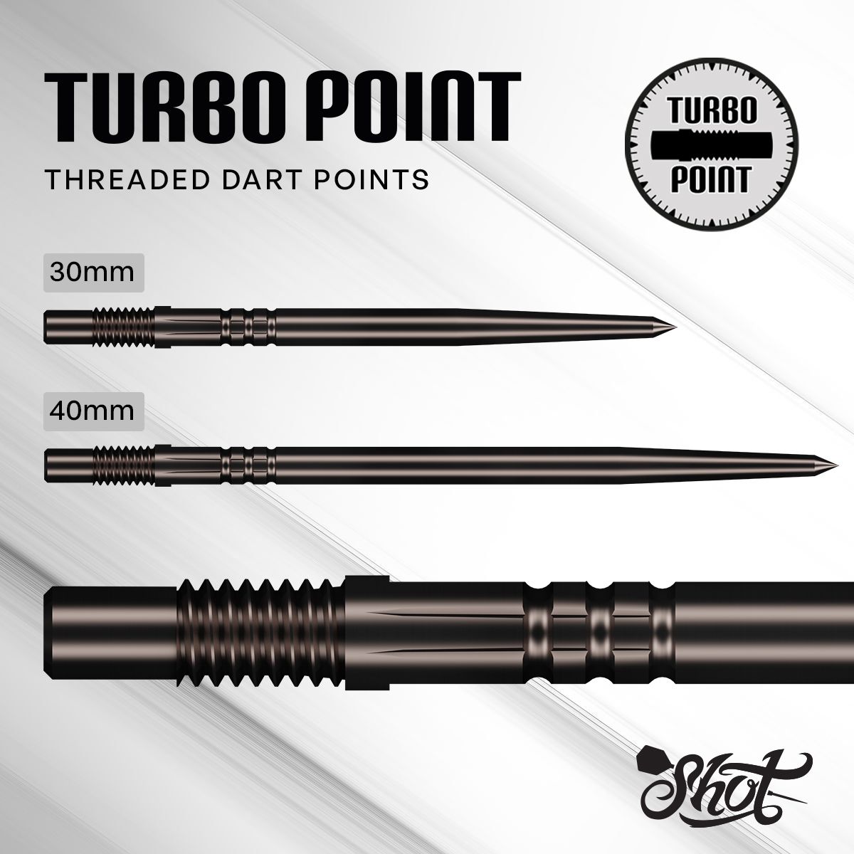 Shot! Turbo Points TP 30/35/40 mm Gold/Schwarz/Silber Wechselspitzen