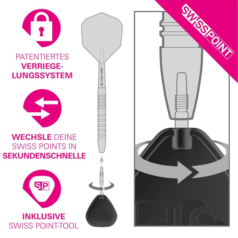 Target Swiss Point FLT 30/35/42 mm Gold/Schwarz/Silber Wechselspitzen