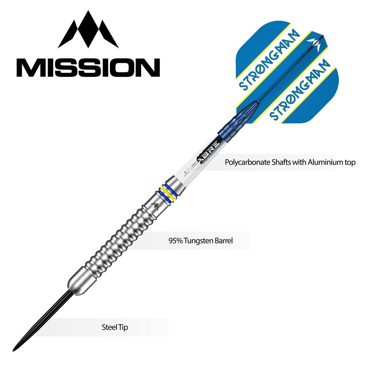 Mission Dennis Nilsson 95% Silver Steeldarts 23/25 Gramm Steeldarts