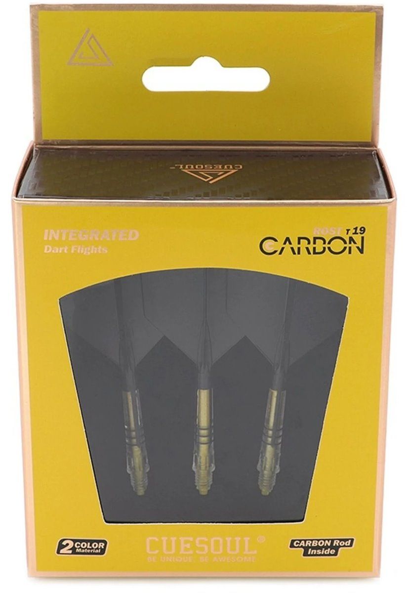 Cuesoul Dart Flight/Shaft ROST T19 Carbon Shaft Schwarz/Gelb Big Wing Flights