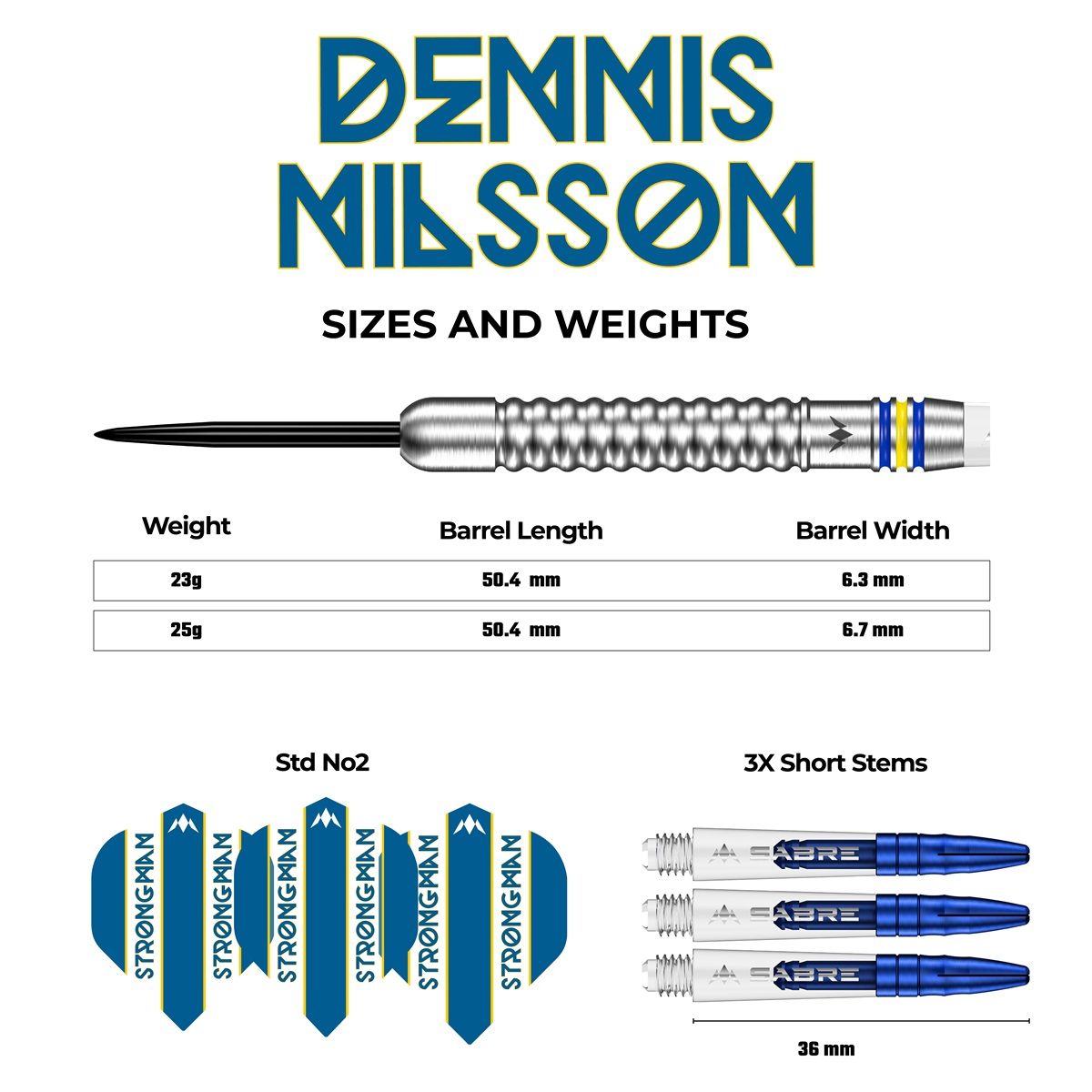 Mission Dennis Nilsson 95% Silver Steeldarts 23/25 Gramm Steeldarts