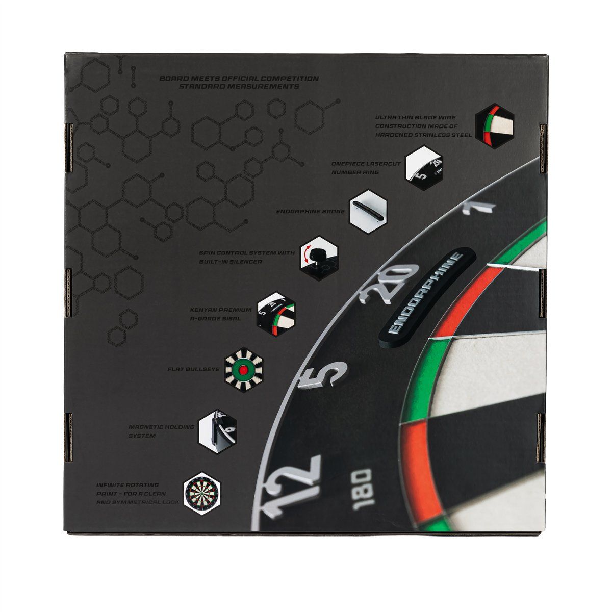 Precise180 Endorphine Dartboard inkl. Zahlenring Bristle Board