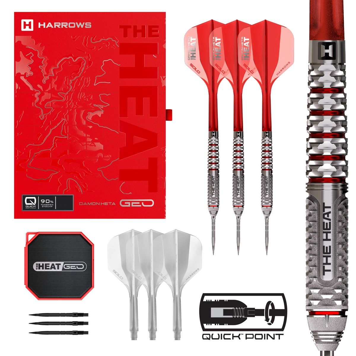 Harrows Damon Heta GEO Quick Point 90% Steeldarts 22/23/24/25 Gramm Steeldarts