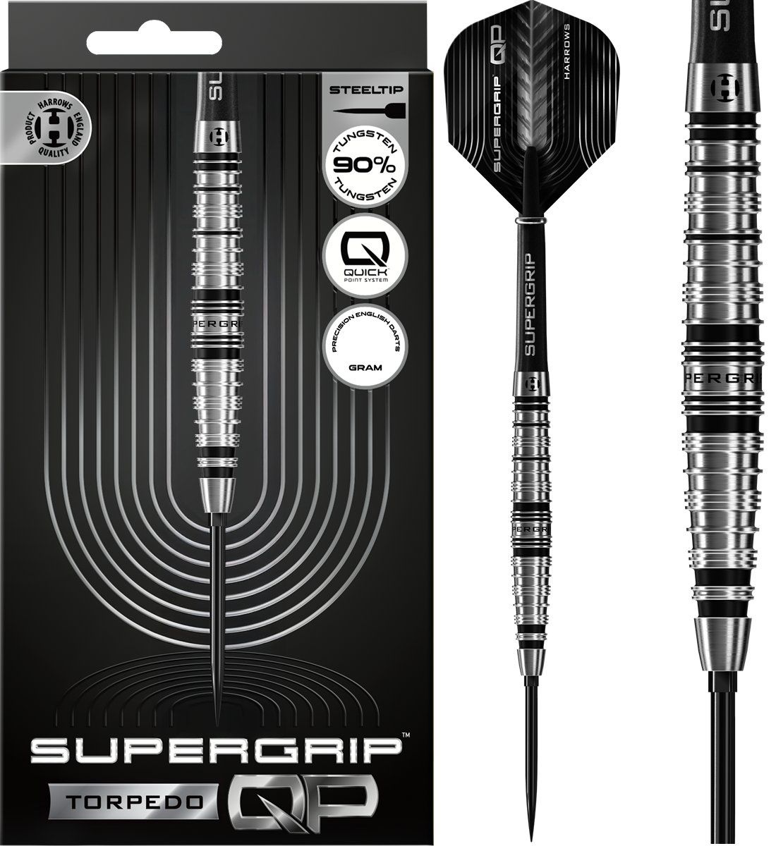 Harrows Supergrip QP Torpedo 90% Steeldarts 22/23/24 Gramm Steeldarts