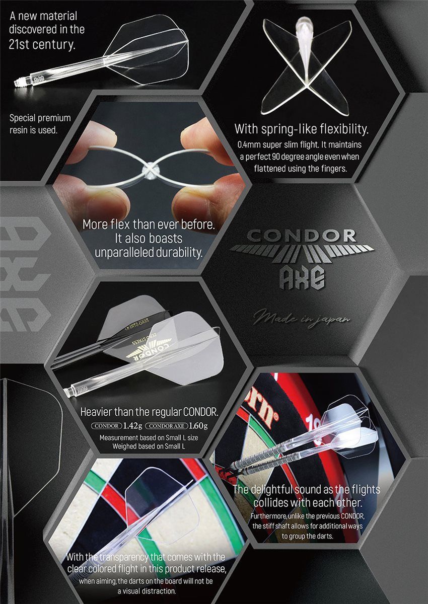 Condor Dart Flights Shafts AXE Revival Weiß Standard No2 Flights