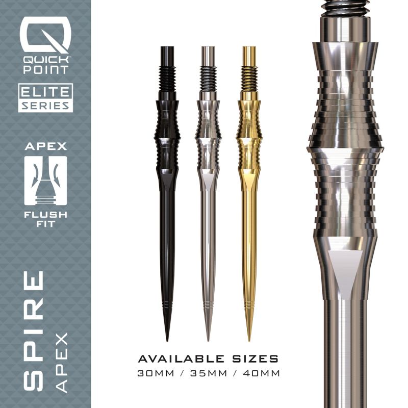 Harrows Quick Points Apex Spire 30/35/40 mm Silber/Schwarz/Gold Wechselspitzen