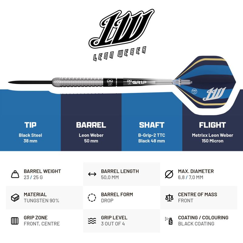Bull´s Leon Weber 90% Steeldarts 23 Gramm Steeldarts