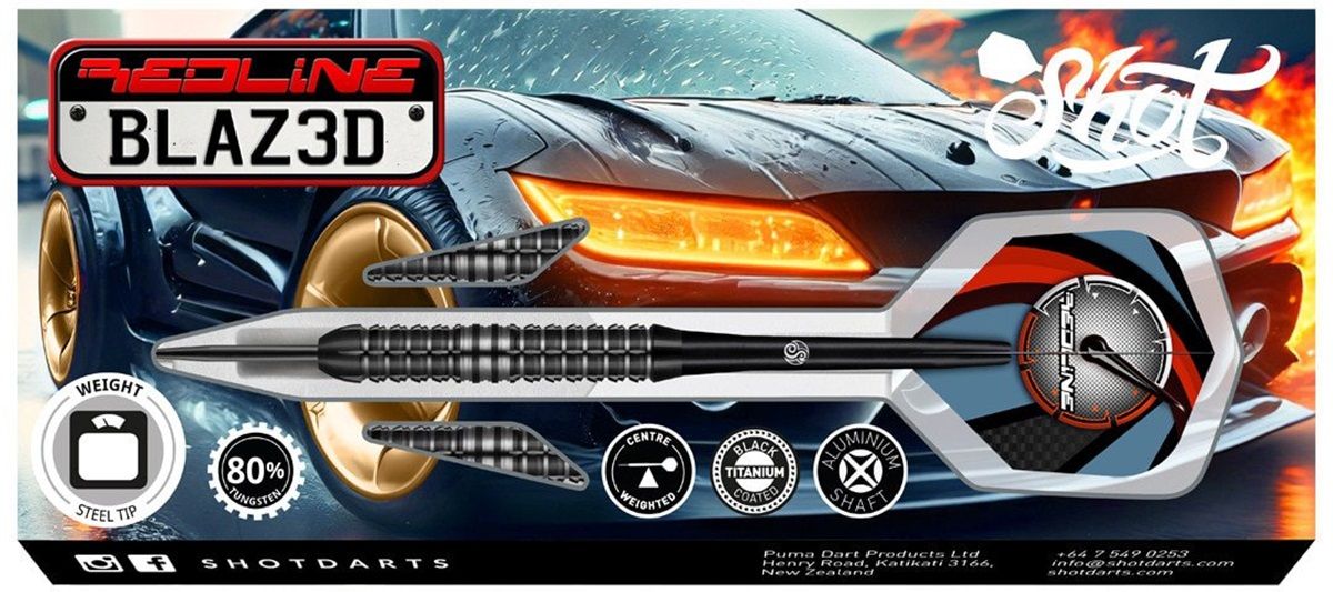 B-Ware Retoure Shot! Redline Blazed 80% Steeldart 22 Gramm Steeldarts