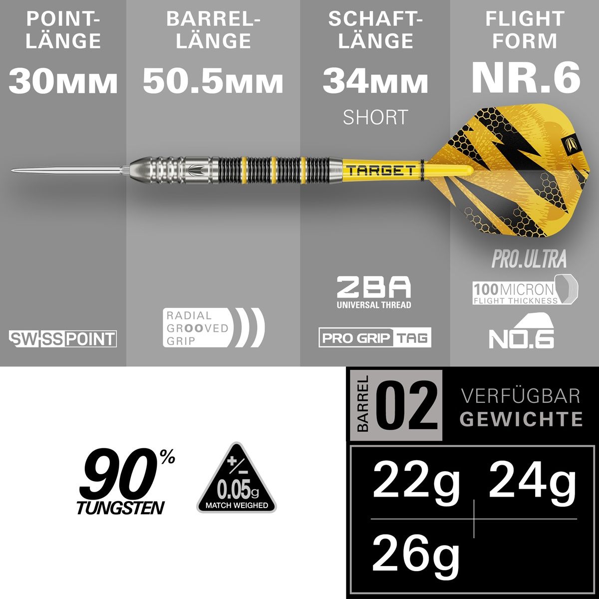 Target Buzz SP 02 90% Steeldarts 22/24/26 Gramm Steeldarts