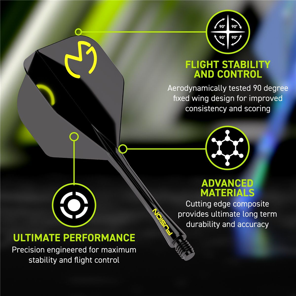 Winmau Fusion Integrated Flight & Shaft System MvG Pac Man Standard Shafts