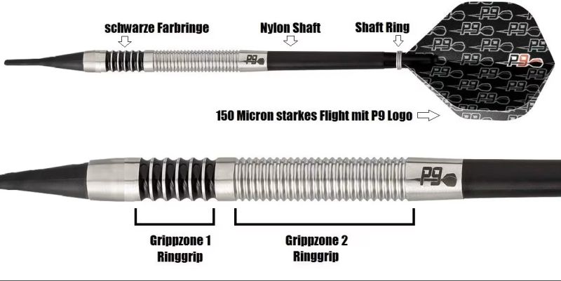 P9 Softdarts "MF" 90% Tungsten 18/20 Gramm Softdarts
