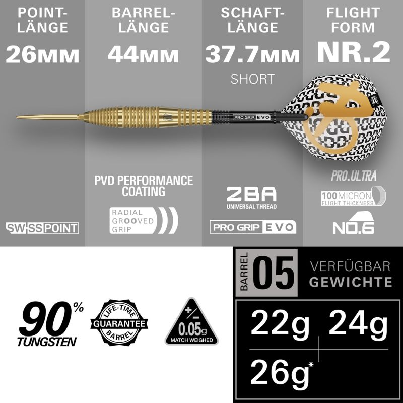 Target Bolide Envy 05 Swiss Point 90% Steeldarts 22/24/26 Gramm Steeldarts