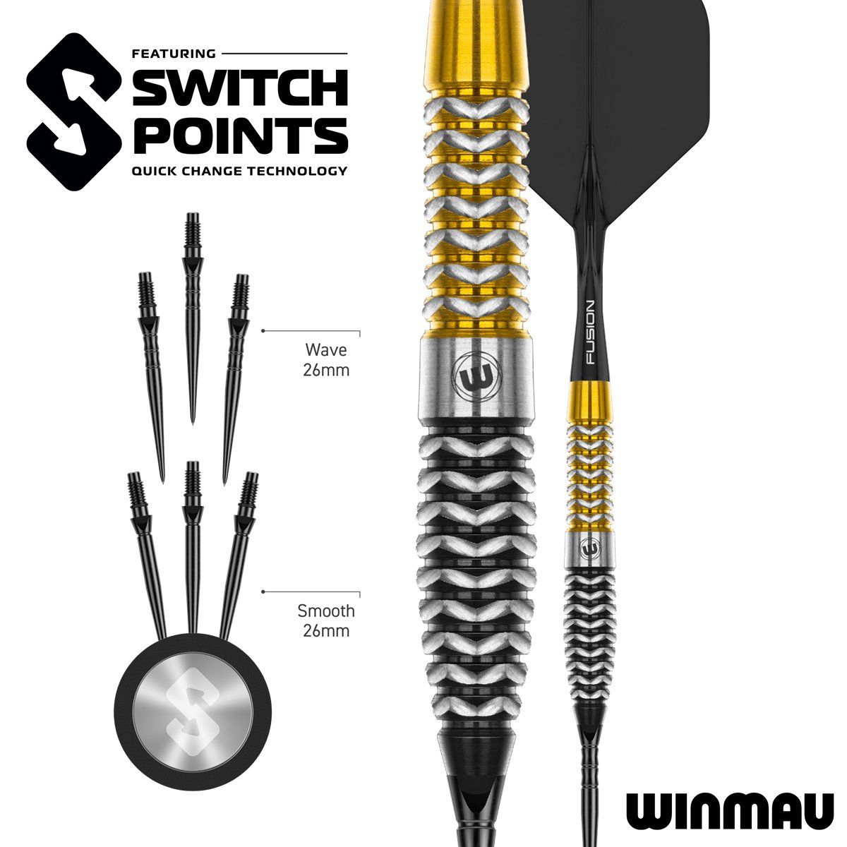 Winmau Exion Torpedo Switch Point 90% Steeldarts 22/23/24 Gramm Steeldarts