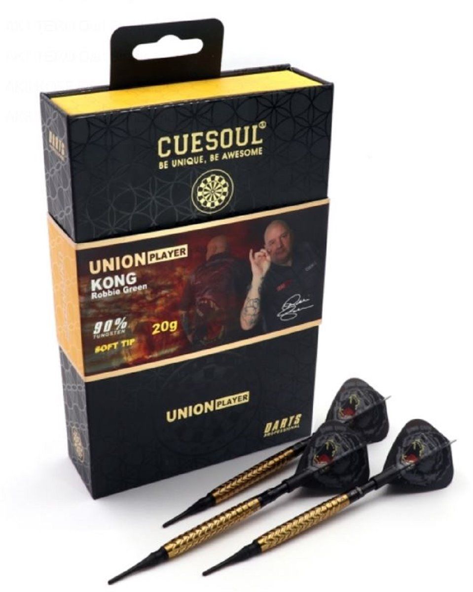 Cuesoul KONG Robbie Green Gold + TERO Flights Soft Dart Pfeile 20 Gramm Softdarts