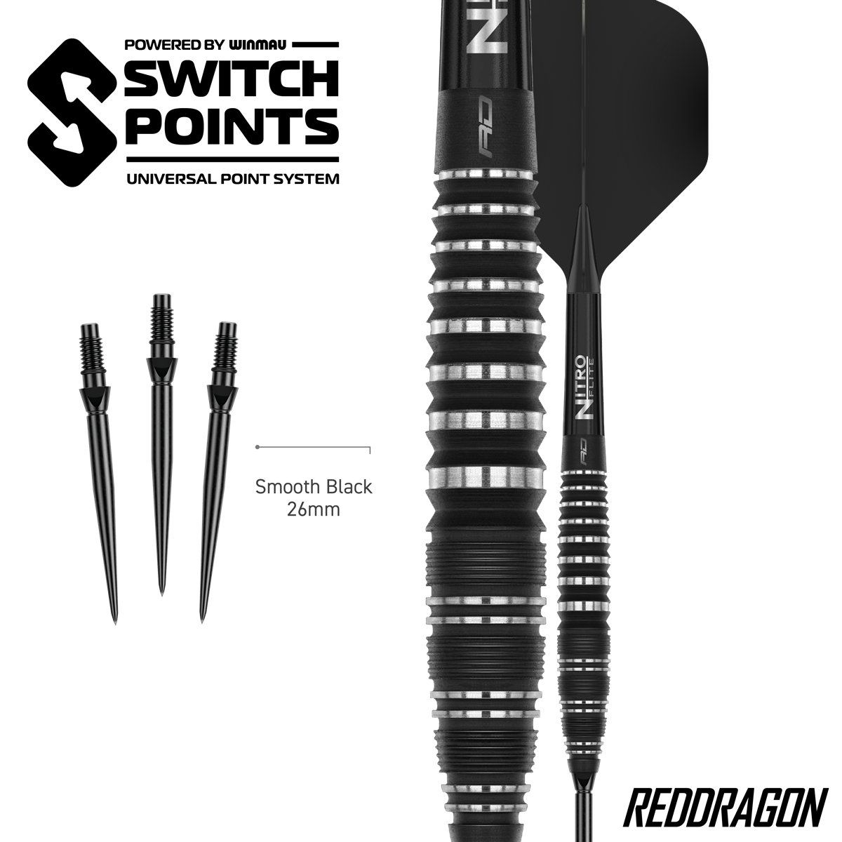 Reddragon Sable Bomb Switch Point 90% Steeldarts 22/24/26 Gramm Steeldarts