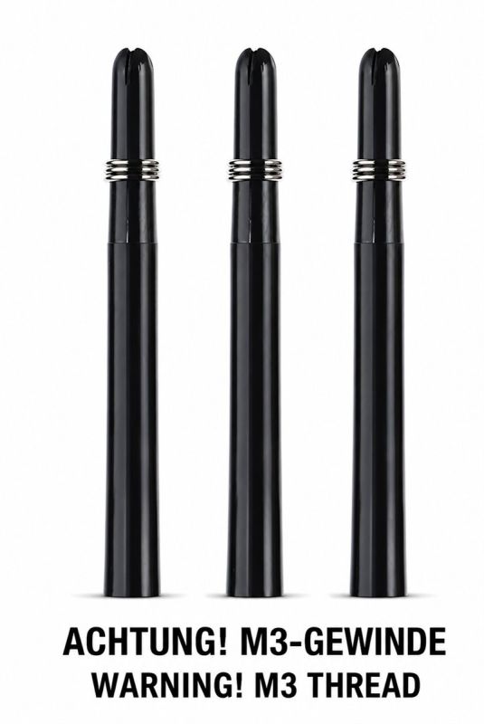 M3 Nylon Dart Shafts – verschiedene Längen – 3 Stück - Schwarz Shafts