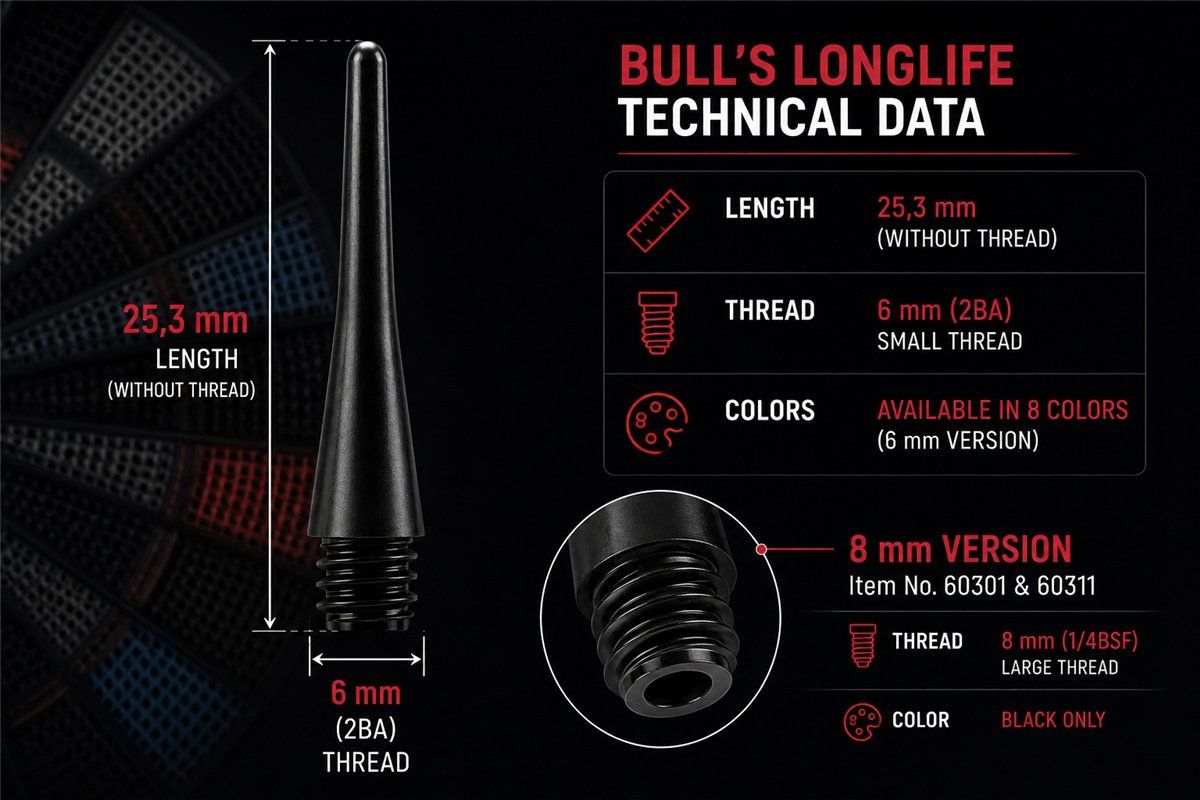 BEAZD Bull´s Longlife Tips 6 mm Kleingewinde Soft Dart Spitzen