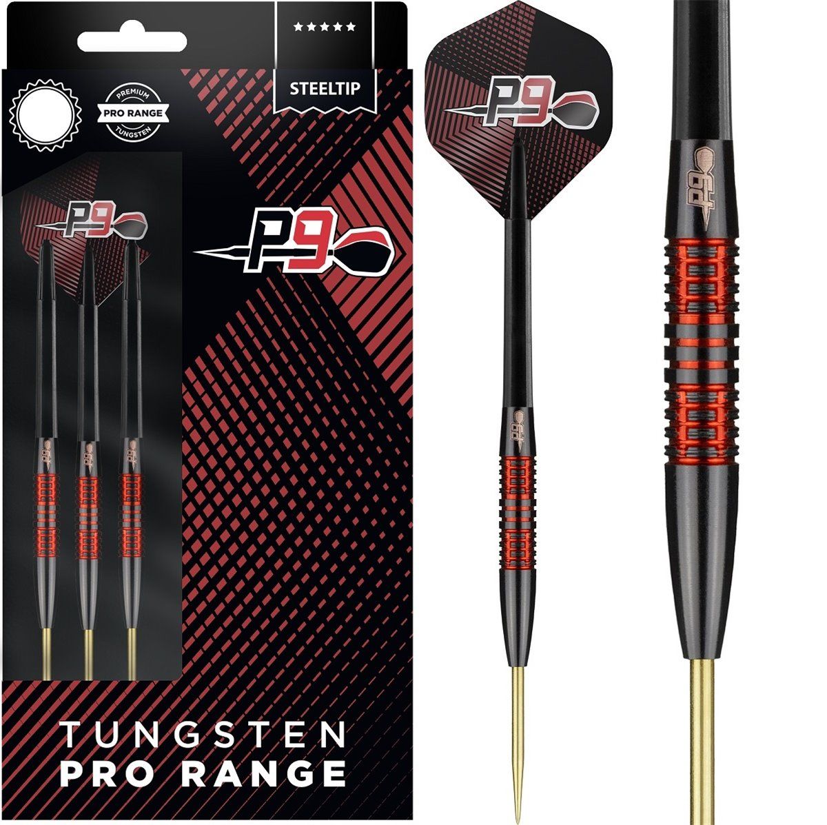 P9 Darts Black Titanium PCT Range 2 Steeldarts 21/23 Gramm Steeldarts