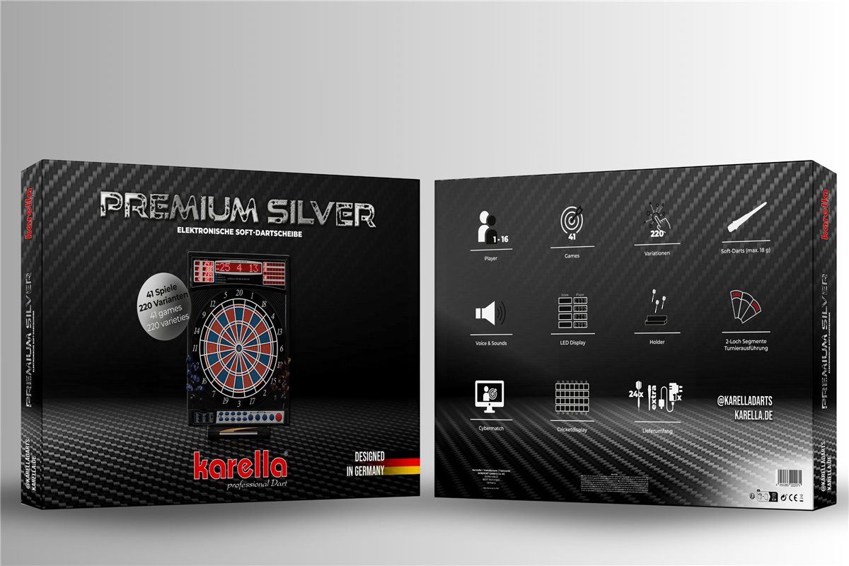 Dartautomat Karella Premium Silver elektonische Dartscheibe E-Dartscheibe