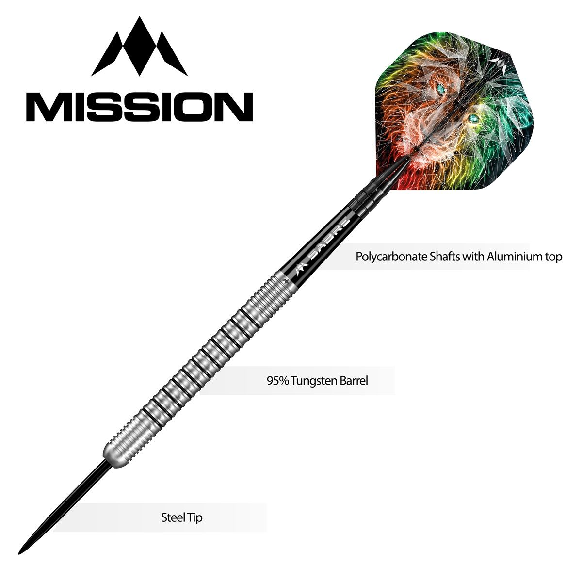 Mission Dominik Grüllich 95% Silver-Black Rings 21,5/23,5/25,5 Gramm Steeldarts