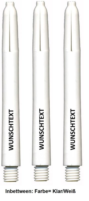 Dart Nylon Shaft mit eigenem Aufdruck 10 Set (30 Shafts) Weiß Shafts